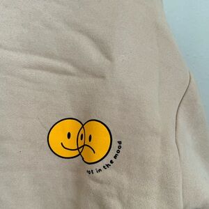 Cropped Tan Sweatshirt Smiley Face Graphic